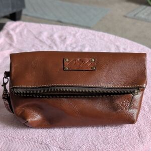 Patricia Nash Chestnut Brown Leather Wristlet Wallet